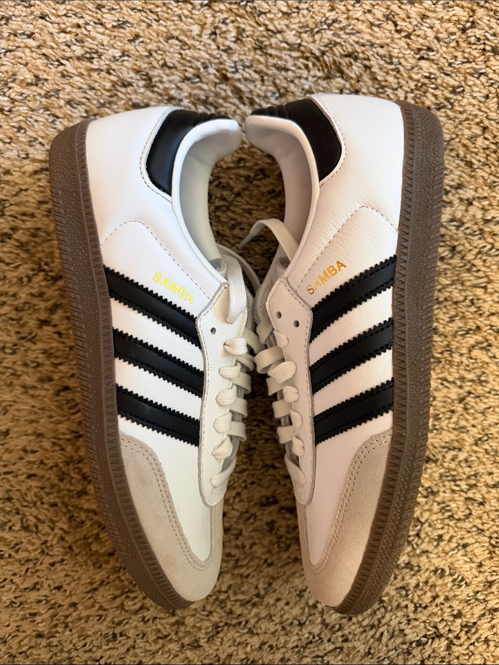Adidas Samba Classic Sneakers in White, Black & Gum